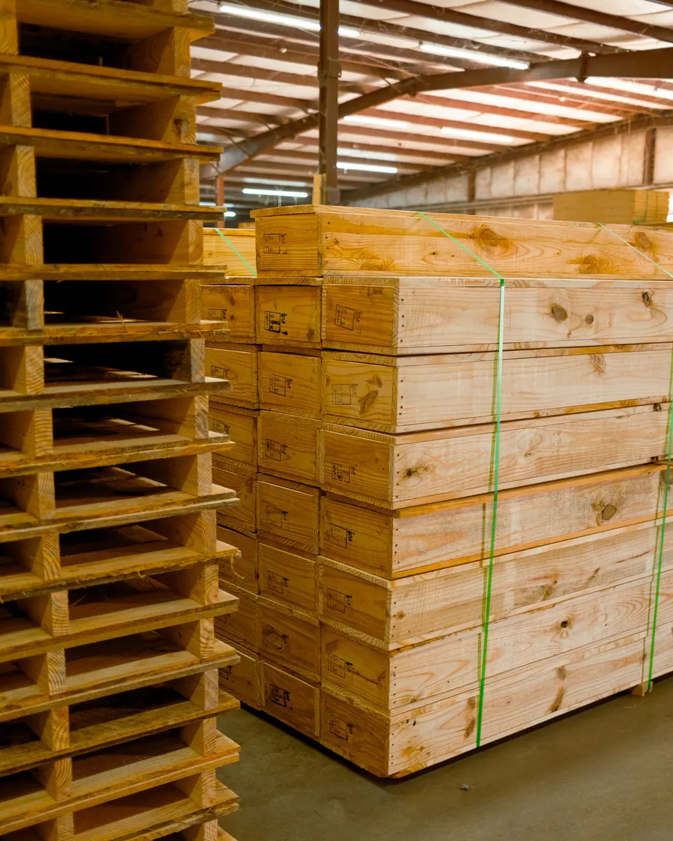New 48x40 GMA pallets banded and ready to ship